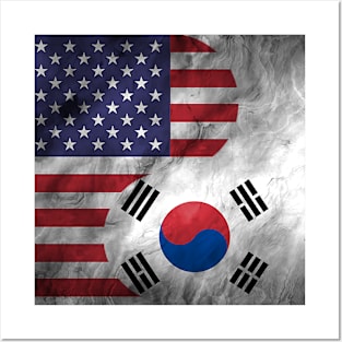 USA Korea Dual Yin Yang Flag Posters and Art